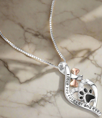 Collana Zampe Felici con cuore, dado e simbolo dell'infinito