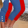 Pantaloni Capri Slim con Bottoni a Contrasto