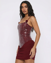 ABITO MINI CON PAILLETTES E SCHIENA A CORSETTO