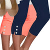 Pantaloni Capri Slim con Bottoni a Contrasto