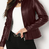 Giacca Elegante in PU Pelle con Zip Completa