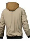 Giacca da Uomo con Cappuccio in Colore Unito - Giacca con Zip in Vestibilità Larga, Con Zip Frontale a Lunghezza Completa, Foderata per Primavera/Autunno/Inverno, Abbigliamento Casual (Nessuna Cintura Richiesta)