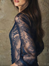 Camicia in Pizzo Floreale Semi-Trasparente