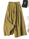 Pantaloni Cropped in Lino a Gamba Larga