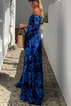 Francesca - Vestito lungo con stampa floreale e maniche a spalle scoperte