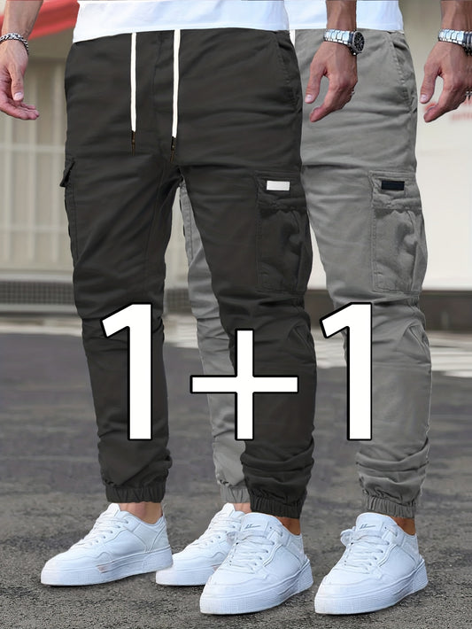 2 pezzi Pantaloni Cargo da Uomo - Tasche Multifunzionali, Coulisse Regolabile, Adatti per Abbigliamento Casual e Formale in Tutte le Stagioni - Ottimo Regalo di Compleanno/Natale - Lavabile in Lavatrice e Durevole, un Must-have per gli Appassionati di Att