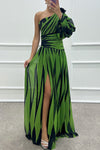 Annalise - Abito Maxi Plissettato con Spalla Scoperta