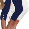 Pantaloni Capri Slim con Bottoni a Contrasto