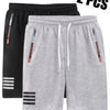 2 pezzi di pantaloni corti casual da uomo per sport all'aperto - Pantaloni corti estivi casual da uomo con tasche con zip, design semplice a tasche multifunzionali, adatti per l'uso quotidiano, corsa, fitness e viaggi all'aperto. Tessuto in maglia 100% po