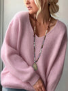 Maglia Soffice con Scollo a V e Spalla Scesa