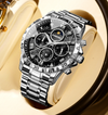 Orologio cronografo di lusso con cinturino in pelle