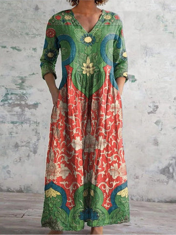 Celestine | Maxi abito con stampa floreale vintage