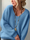 Maglia Soffice con Scollo a V e Spalla Scesa