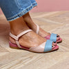 18 Roselina | Sandalias rosas asimétricas estilo color block