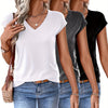 Set di Tre T-Shirt V-Neck a Colori Pieni Realizzate in Colorato per Primavera e Estate