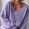 Maglia Soffice con Scollo a V e Spalla Scesa