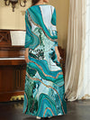 Maya™ – Abito Maxi con Stampa Marmo & Collo a V • Taglie Forti