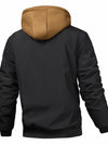 Giacca da Uomo con Cappuccio in Colore Unito - Giacca con Zip in Vestibilità Larga, Con Zip Frontale a Lunghezza Completa, Foderata per Primavera/Autunno/Inverno, Abbigliamento Casual (Nessuna Cintura Richiesta)