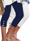 Pantaloni Capri Slim con Bottoni a Contrasto