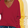3-Pacchetto Magliette Donna V-Collo a Manica Lunga | Colore Unito, Stile Casual per Uso Quotidiano e Vacanze - Collezione Autunno/Inverno