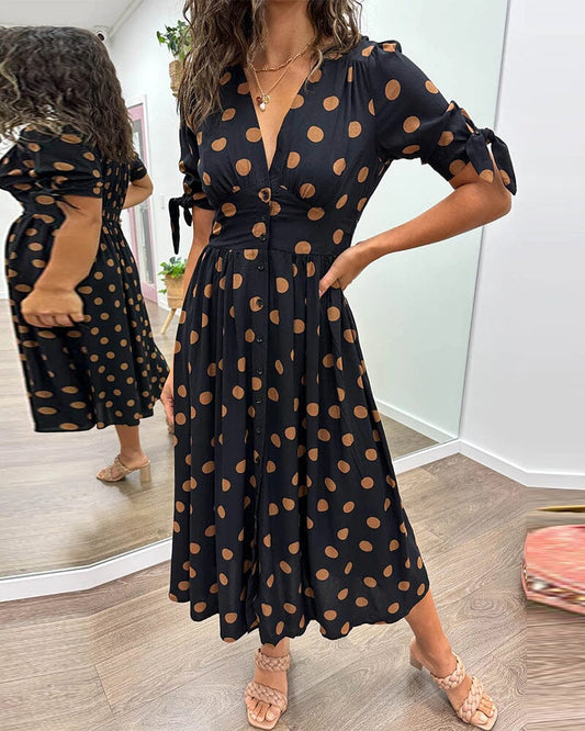 Fania | Vestito V-Neck a Pois