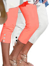 Pantaloni Capri Slim con Bottoni a Contrasto