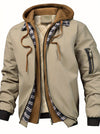 Giacca da Uomo con Cappuccio in Colore Unito - Giacca con Zip in Vestibilità Larga, Con Zip Frontale a Lunghezza Completa, Foderata per Primavera/Autunno/Inverno, Abbigliamento Casual (Nessuna Cintura Richiesta)