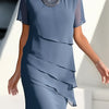 Allegra™ – Abito Midi in Chiffon con Collo a Barchetta & Volant