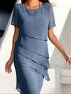 Allegra™ – Abito Midi in Chiffon con Collo a Barchetta & Volant