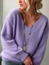 Maglia Soffice con Scollo a V e Spalla Scesa