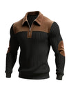 Maglione Jacquard a Maniche Lunghe da Uomo per Autunno-Inverno | Elegante Collo Alto, Zip Frontale, Strisce a Blocchi di Colore, Tunica Casual per il Weekend, Spessa