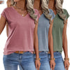 Set di Tre T-Shirt V-Neck a Colori Pieni Realizzate in Colorato per Primavera e Estate