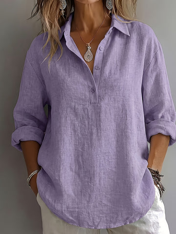 Camicia Lunga in Lino con Collo a V
