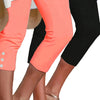 Pantaloni Capri Slim con Bottoni a Contrasto