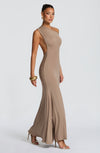 VESTITO MAXI ASIMMETRICO CON SCHIENA SCOPERTA