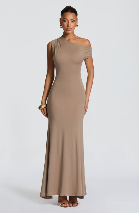 VESTITO MAXI ASIMMETRICO CON SCHIENA SCOPERTA