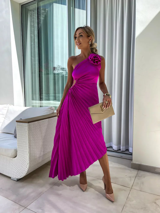 Lizbeth - Abito Maxi con Spalla Fiori