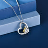 Collana d'argento con cuore, motivo cane e zirconi