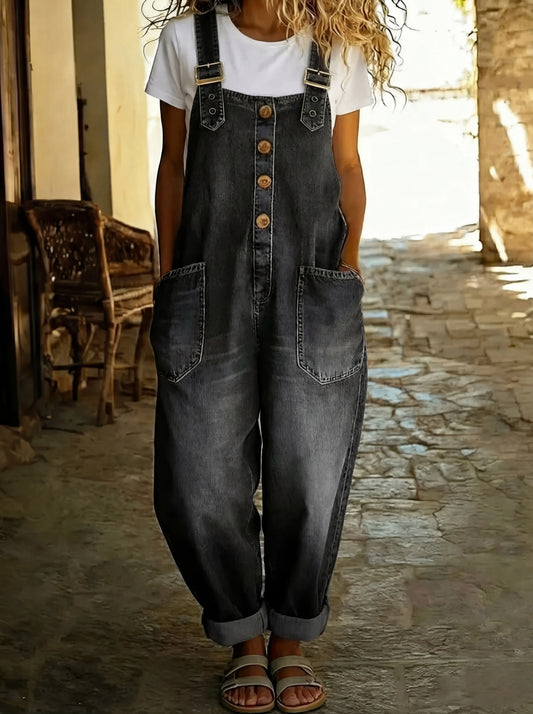 Weronika - Tuta in denim loose con chiusura regolabile
