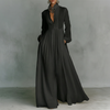 Abito Maxi Minimalista in Cotone e Lino con Patchwork