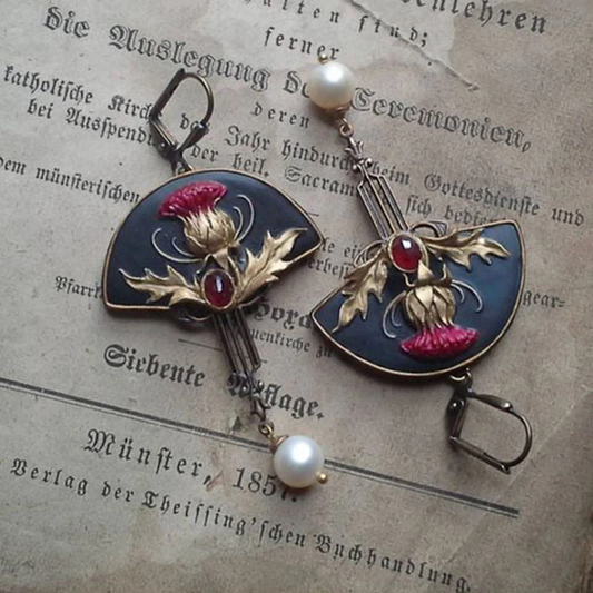 Orecchini Vintage con Perle Rosse
