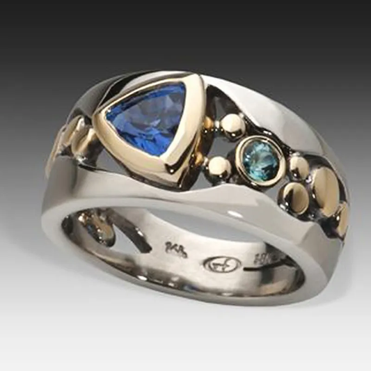 Anello in cristallo blu vintage