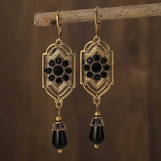 Charm - Orecchini in Cristallo Nero Vintage
