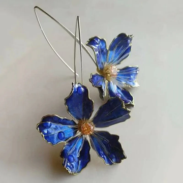 Bliss - Orecchini Vintage con Fiori Blu
