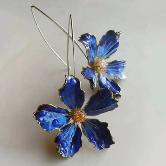 Bliss - Orecchini Vintage con Fiori Blu