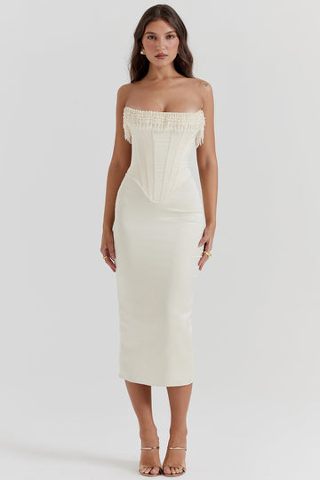 ABITO MIDI CORSETTO SENZA SPALLE
