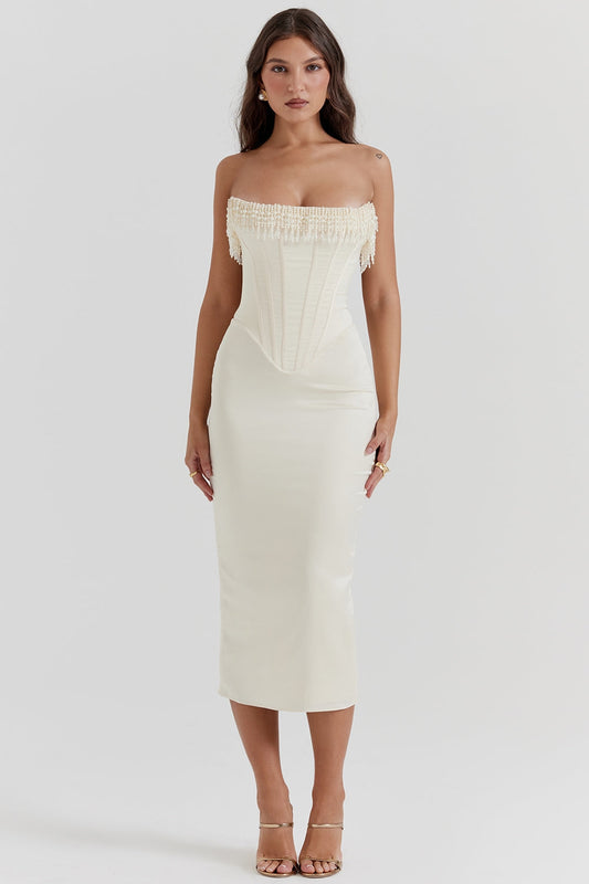 ABITO MIDI CORSETTO SENZA SPALLE