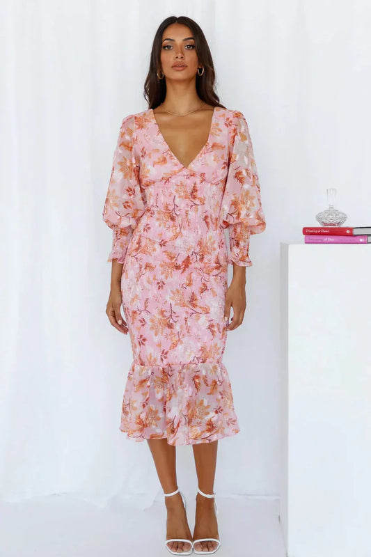 Miley - Vestito Midi con Stampa Floreale