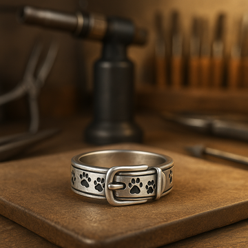Anello elegante con motivo collare per cani