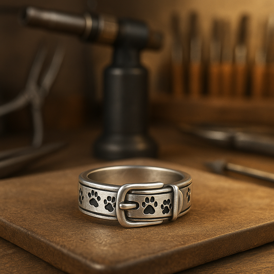 Anello elegante con motivo collare per cani